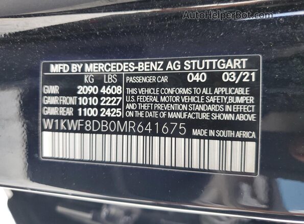 W1KWF8DB0MR641675 2021 MERCEDES-BENZ C Black ძრავის განყოფილების ხედი