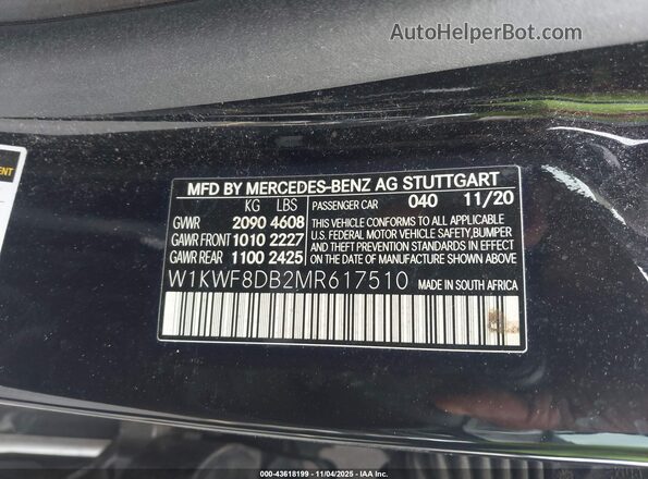 W1KWF8DB2MR617510 2021 MERCEDES-BENZ C-CLASS Black Widok komory silnika