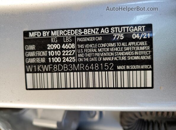 W1KWF8DB3MR648152 2021 MERCEDES-BENZ C Серебряный Вид подкапотного пространства