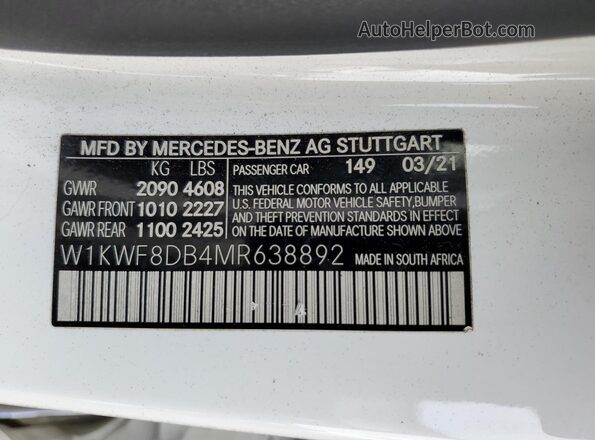 W1KWF8DB4MR638892 2021 MERCEDES-BENZ C White Շարժիչի բաժամունքի տեսք