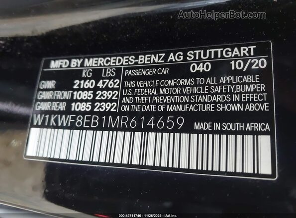 W1KWF8EB1MR614659 2021 MERCEDES-BENZ C-CLASS Black ძრავის განყოფილების ხედი