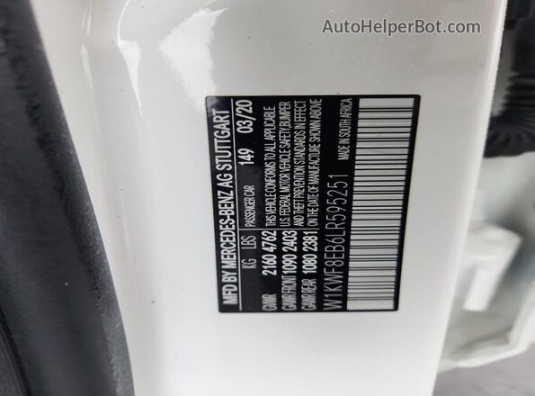W1KWF8EB6LR595251 2020 MERCEDES-BENZ C White Engine compartment view