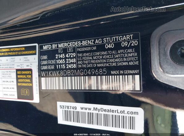 W1KWK8DB2MG049685 2021 MERCEDES-BENZ C-CLASS Black Вид підкапотного простору