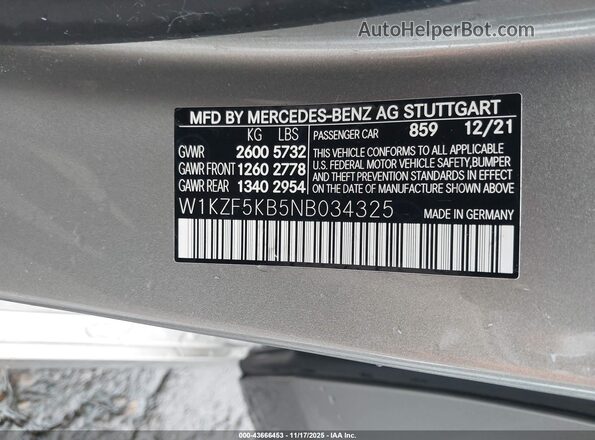 W1KZF5KB5NB034325 2022 MERCEDES-BENZ E-CLASS Серый Вид подкапотного пространства