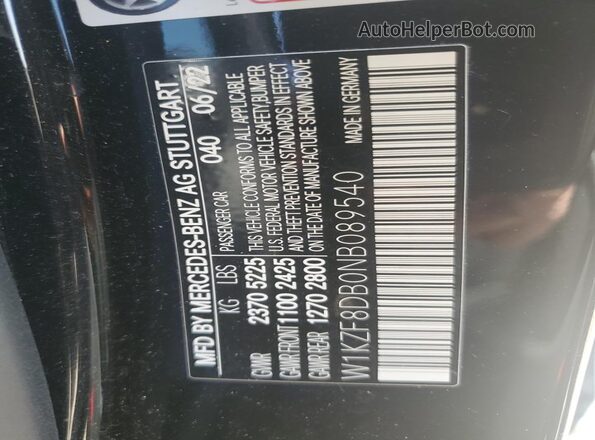 W1KZF8DB0NB089540 2022 MERCEDES-BENZ E Black ძრავის განყოფილების ხედი