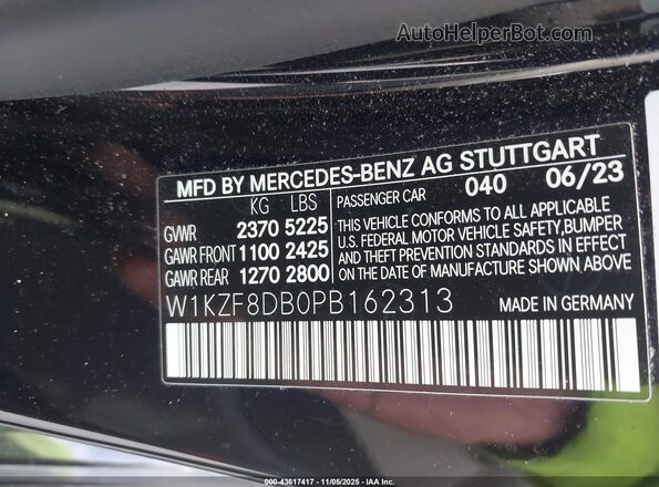 W1KZF8DB0PB162313 2023 MERCEDES-BENZ E-CLASS Black Вид підкапотного простору