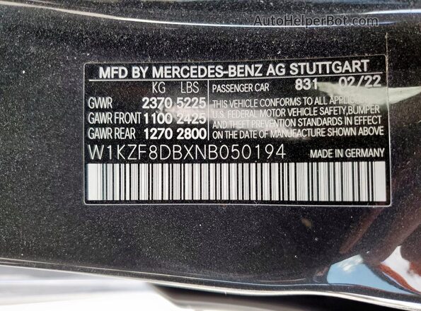 W1KZF8DBXNB050194 2022 MERCEDES-BENZ E Gray Engine compartment view