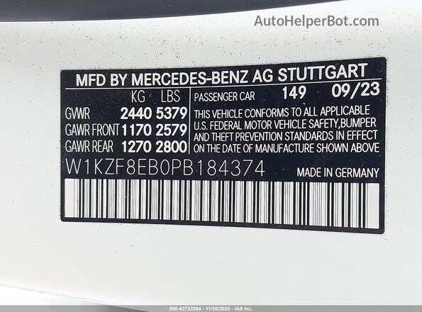 W1KZF8EB0PB184374 2023 MERCEDES-BENZ E-CLASS Белый Вид подкапотного пространства