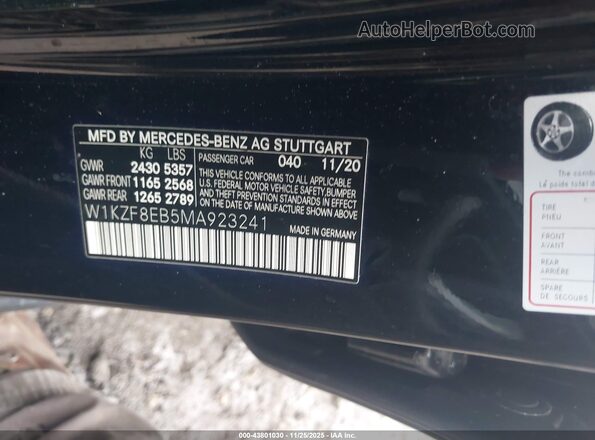 W1KZF8EB5MA923241 2021 MERCEDES-BENZ E-CLASS Black ძრავის განყოფილების ხედი