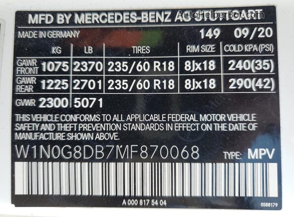 W1N0G8DB7MF870068 2021 MERCEDES-BENZ GLC-CLASS White Engine compartment view