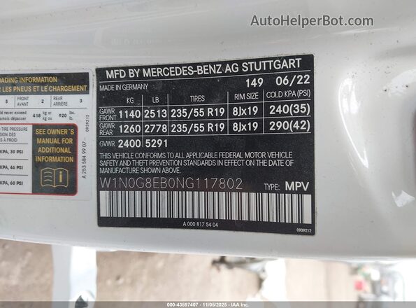 W1N0G8EB0NG117802 2022 MERCEDES-BENZ GLC 300 Белый Вид подкапотного пространства
