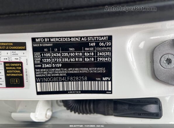 W1N0G8EB4LF828258 2020 MERCEDES-BENZ GLC 300 White Vista del compartimento del motor