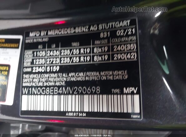 W1N0G8EB4MV290698 2021 MERCEDES-BENZ GLC 300 Gray Widok komory silnika