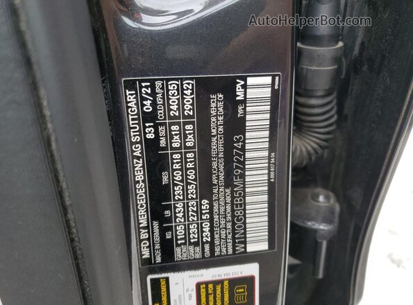 W1N0G8EB5MF972743 2021 MERCEDES-BENZ GLC-CLASS Black Widok naklejki z numerem VIN