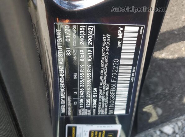 W1N0G8EB6LF792220 2020 MERCEDES-BENZ GLC-CLASS Gray Vista de la etiqueta del VIN