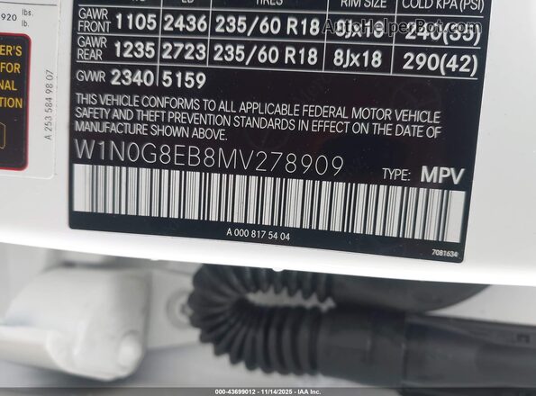 W1N0G8EB8MV278909 2021 MERCEDES-BENZ GLC 300 Белый Вид подкапотного пространства