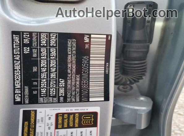 W1N0J8EB0MG005906 2021 MERCEDES-BENZ GLC-CLASS Silver VIN կոդի պիտակի տեսք
