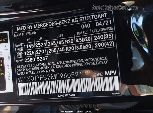 W1N0J8EB2MF960521 2021 MERCEDES-BENZ GLC 300 Black Շարժիչի բաժամունքի տեսք