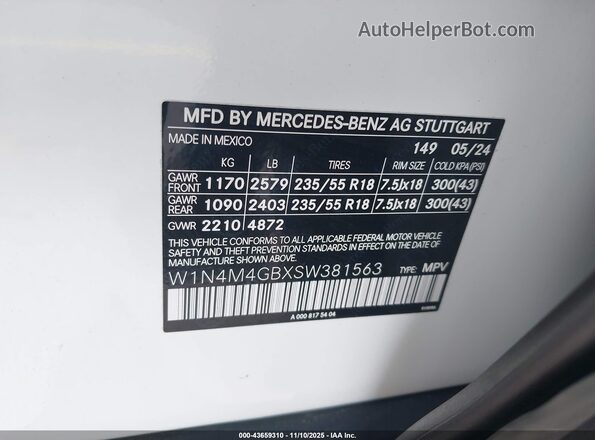 W1N4M4GBXSW381563 2025 MERCEDES-BENZ GLB-CLASS Белый Вид подкапотного пространства