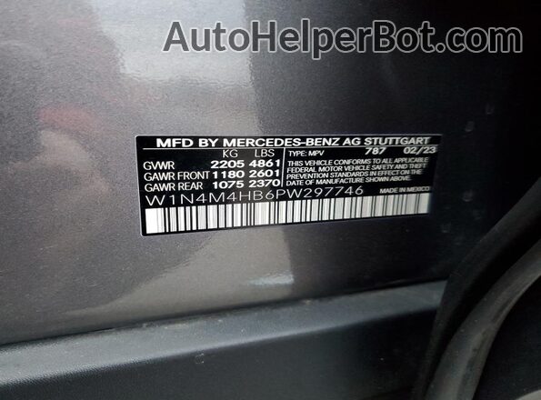 W1N4M4HB6PW297746 2023 MERCEDES-BENZ GLB-CLASS Gray Սալոնի 360 աստիճան տեսք