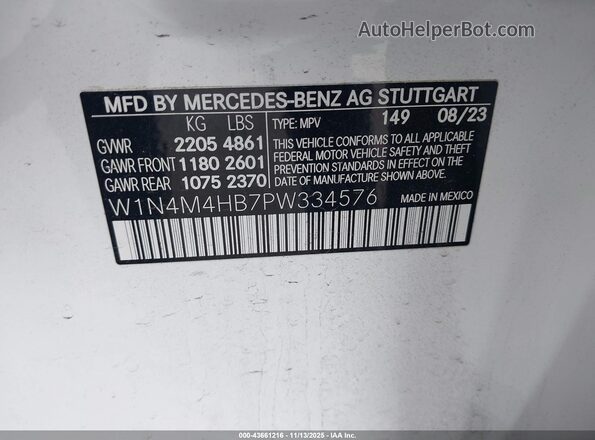 W1N4M4HB7PW334576 2023 MERCEDES-BENZ GLB-CLASS White ძრავის განყოფილების ხედი