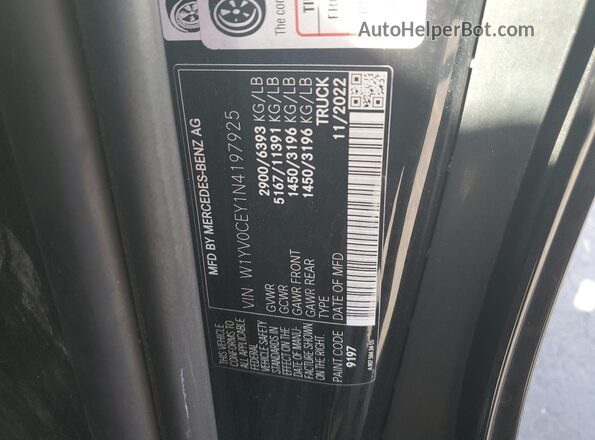 W1YV0CEY1N4197925 2022 MERCEDES-BENZ METRIS Black VIN კოდის სტიკერის ხედი