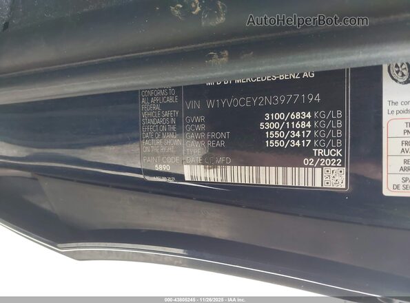 W1YV0CEY2N3977194 2022 MERCEDES-BENZ METRIS Blue Вид підкапотного простору