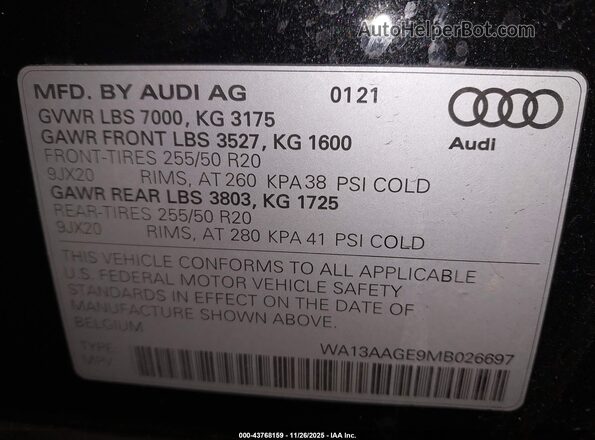 WA13AAGE9MB026697 2021 AUDI E-TRON Черный Вид подкапотного пространства