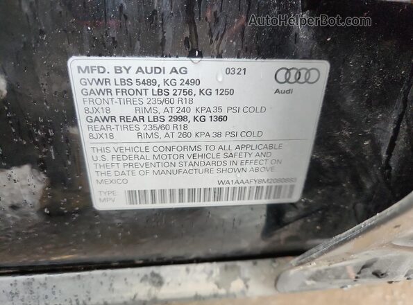 WA1AAAFY8M2080883 2021 AUDI Q5 Black Widok wnętrza 360 stopni