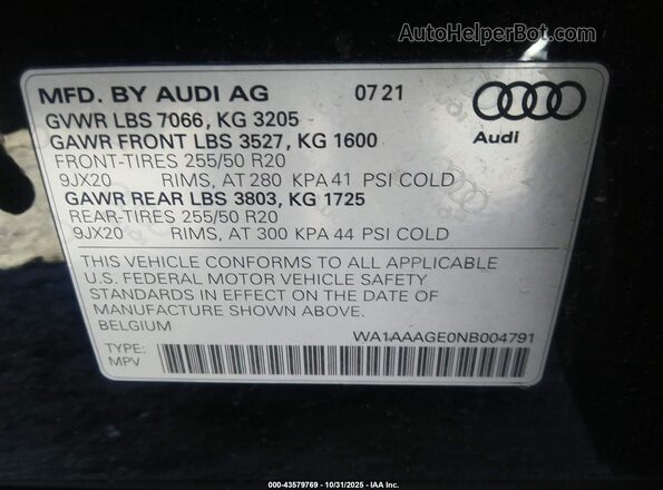 WA1AAAGE0NB004791 2022 AUDI E-TRON Бежевый Вид подкапотного пространства