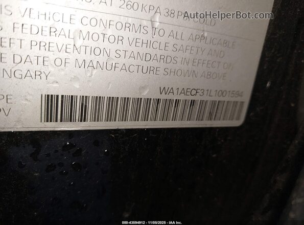 WA1AECF31L1001594 2020 AUDI Q3 Black ძრავის განყოფილების ხედი