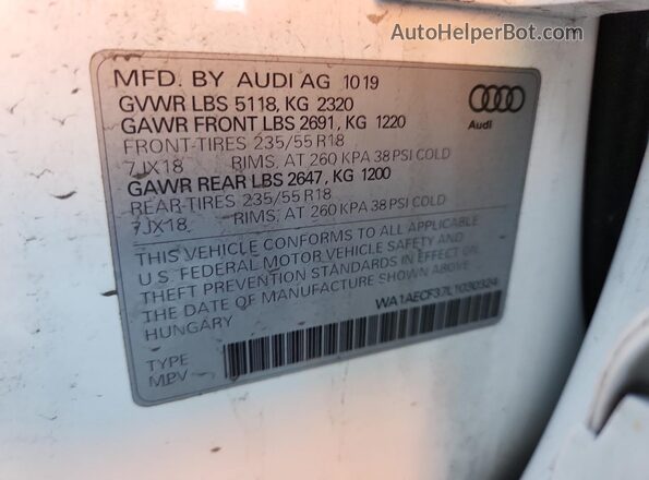 WA1AECF37L1030324 2020 AUDI Q3 White სალონის 360-გრადუსიანი ხედი