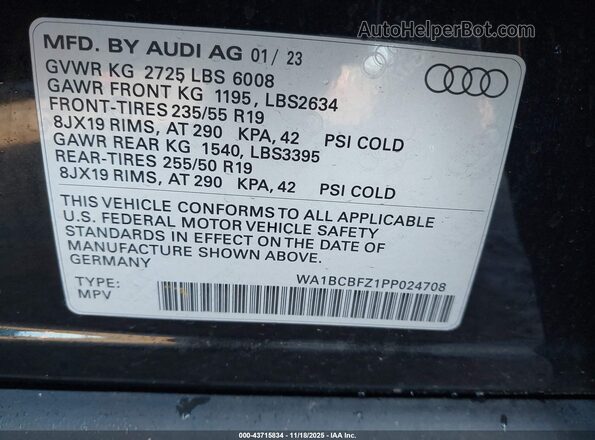 WA1BCBFZ1PP024708 2023 AUDI Q4 Черный Вид подкапотного пространства