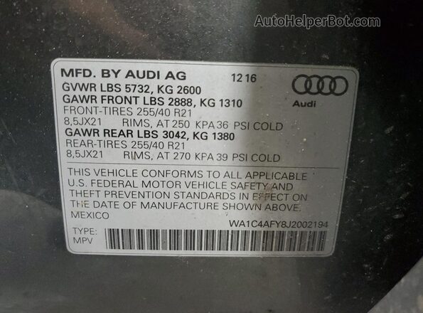 WA1C4AFY8J2002194 2018 AUDI SQ5 Gray 