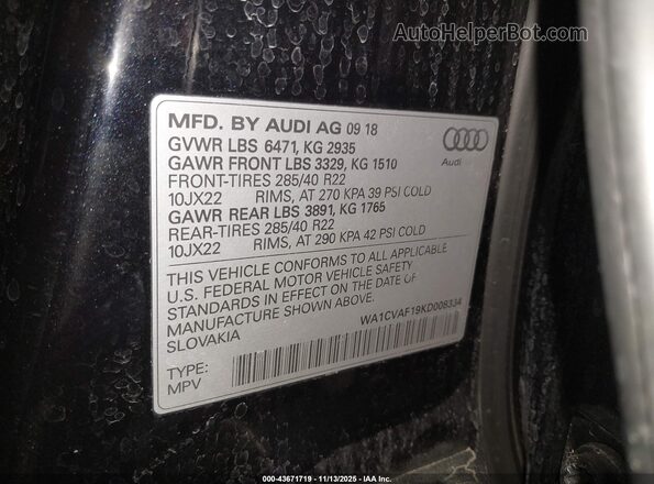 WA1CVAF19KD008334 2019 AUDI Q8 Orange Շարժիչի բաժամունքի տեսք
