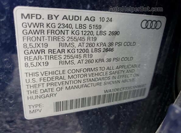 WA1DECF33S1008087 2025 AUDI Q3 Синий 