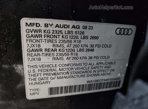 WA1DECF34R1024020 2024 AUDI Q3 Black Սալոնի 360 աստիճան տեսք