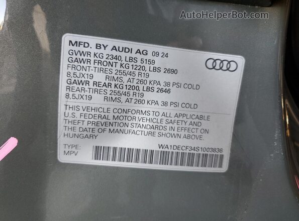 WA1DECF34S1003836 2025 AUDI Q3 Gray 