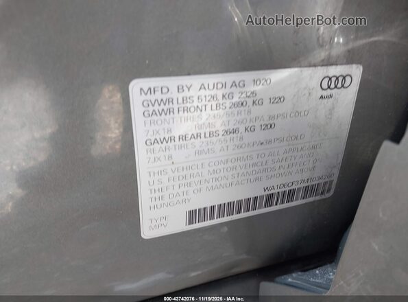 WA1DECF37M1034260 2021 AUDI Q3 Серый Вид подкапотного пространства