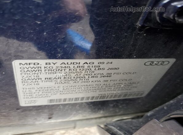 WA1DECF39S1007820 2025 AUDI Q3 Blue VIN կոդի պիտակի տեսք