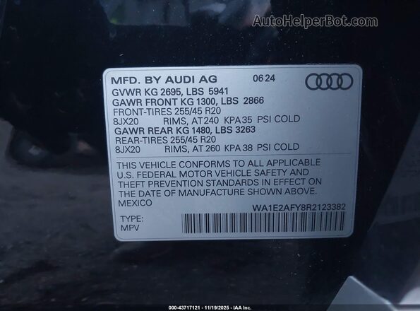 WA1E2AFY8R2123382 2024 AUDI Q5 Black Vista del compartimento del motor