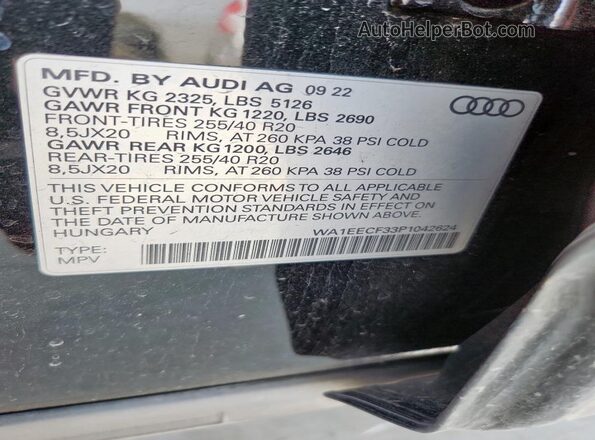 WA1EECF33P1042624 2023 AUDI Q3 Black Շարժիչի բաժամունքի տեսք