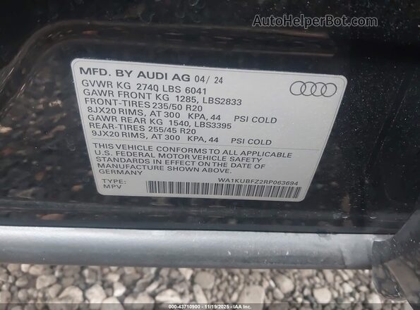 WA1KUBFZ2RP063694 2024 AUDI Q4 Black Շարժիչի բաժամունքի տեսք