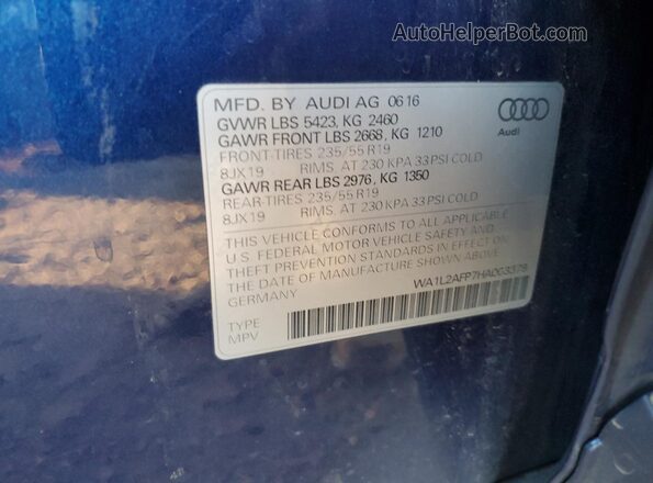 WA1L2AFP7HA003379 2017 AUDI Q5 Синий Панорамный вид салона 360°