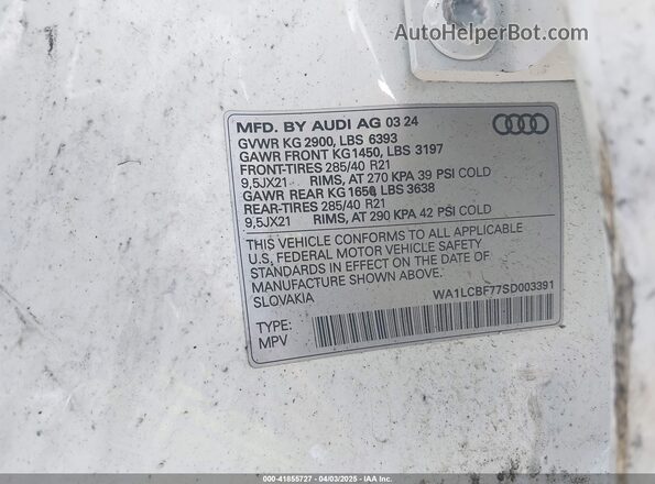 WA1LCBF77SD003391 2025 AUDI Q7 White 