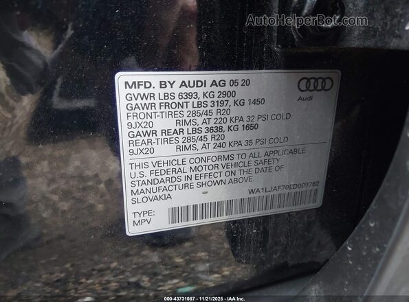 WA1LJAF70LD009762 2020 AUDI Q7 Черный 