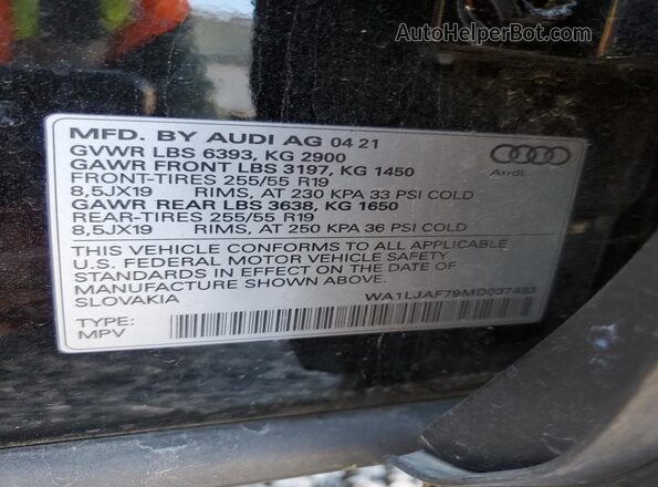 WA1LJAF79MD037433 2021 AUDI Q7 Black სალონის 360-გრადუსიანი ხედი