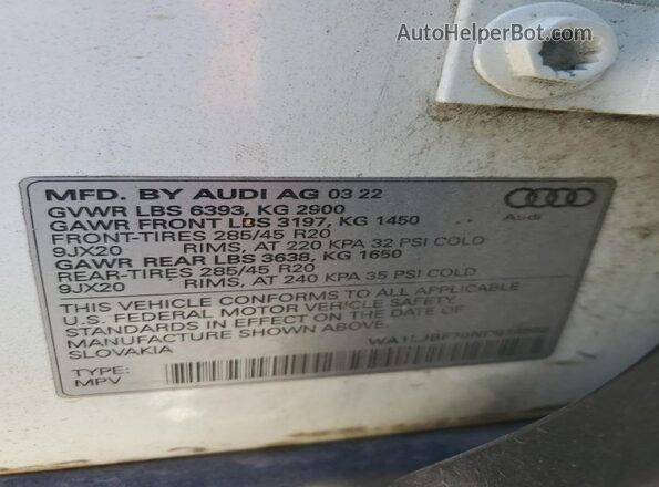 WA1LJBF70ND014503 2022 AUDI Q7 White 360 interior view