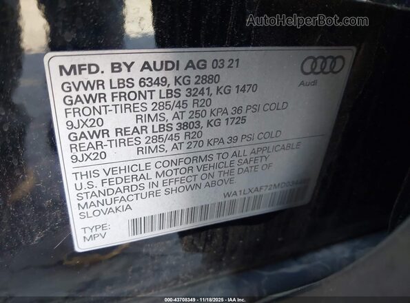 WA1LXAF72MD034498 2021 AUDI Q7 Black 