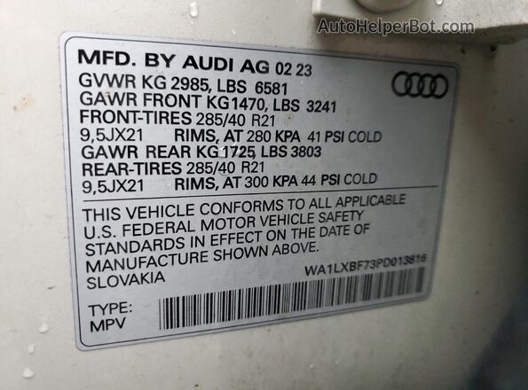 WA1LXBF73PD013816 2023 AUDI Q7 Cream 
